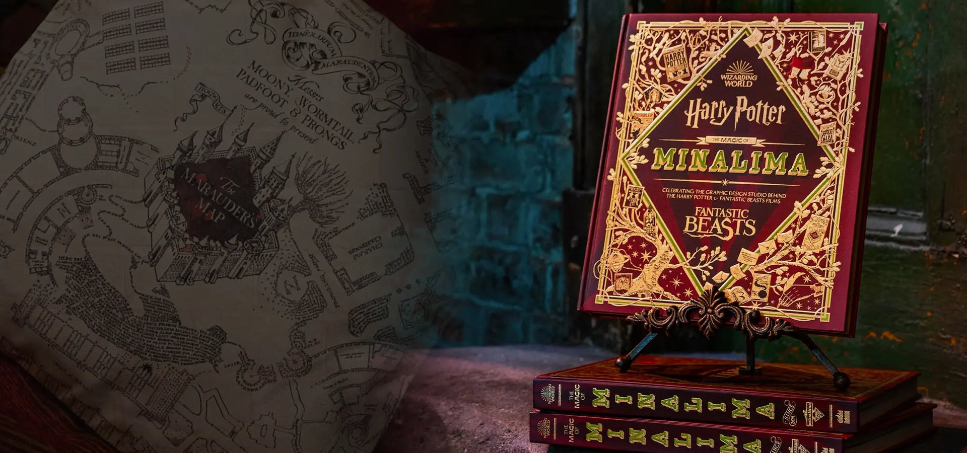 Bannière de la collection Minalima, célébrant les créations graphiques officielles de l’univers Harry Potterslider_item_4atec3