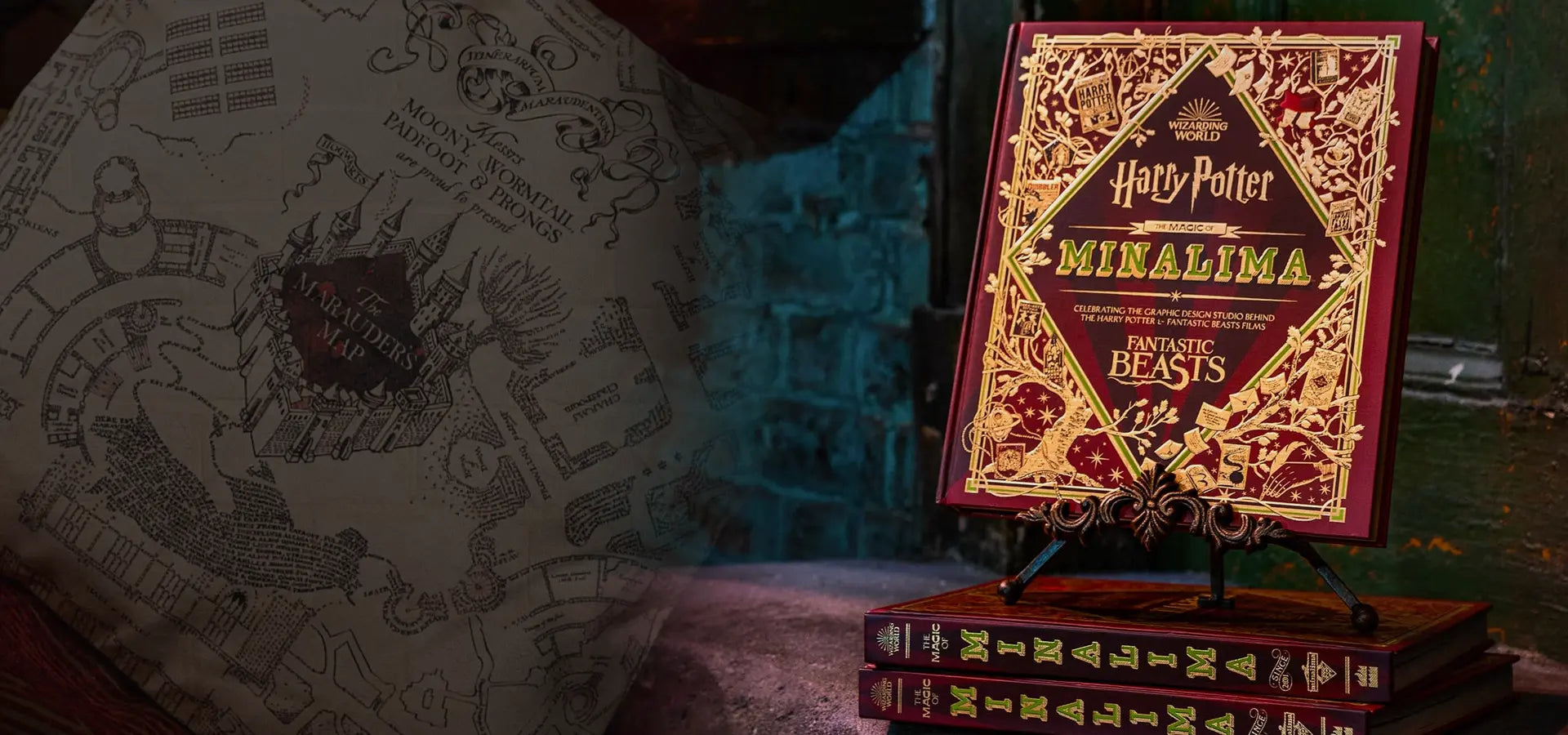 Bannière de la collection Minalima, célébrant les créations graphiques officielles de l’univers Harry Potter