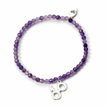 Bracelet Charm à perles violettes Lunettes et Éclair - Argent 925 - La Muchette