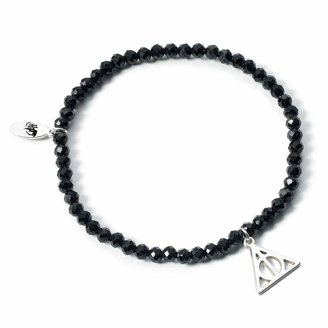 Bracelet Charm à perles noires Les Reliques de la Mort - Argent 925 - La Muchette