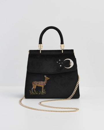 Sac en velours brodé Faon & Lune