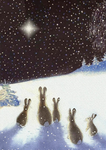 Carte de noël - Lapins dans la nuit - La Muchette