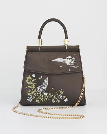 Sac en satin brodé Loup & Lune - La Muchette