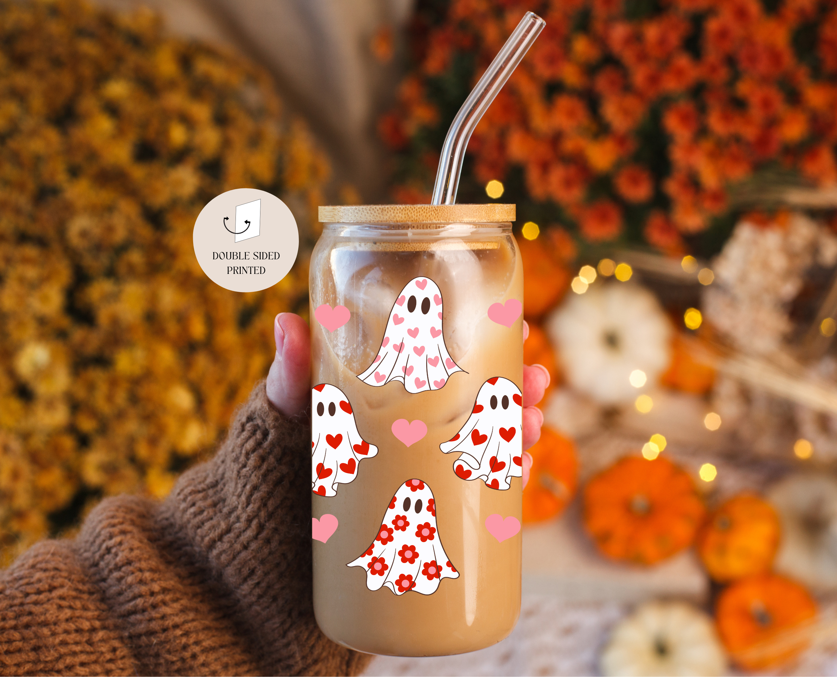 Bouteille avec paille - Fantômes d'automne