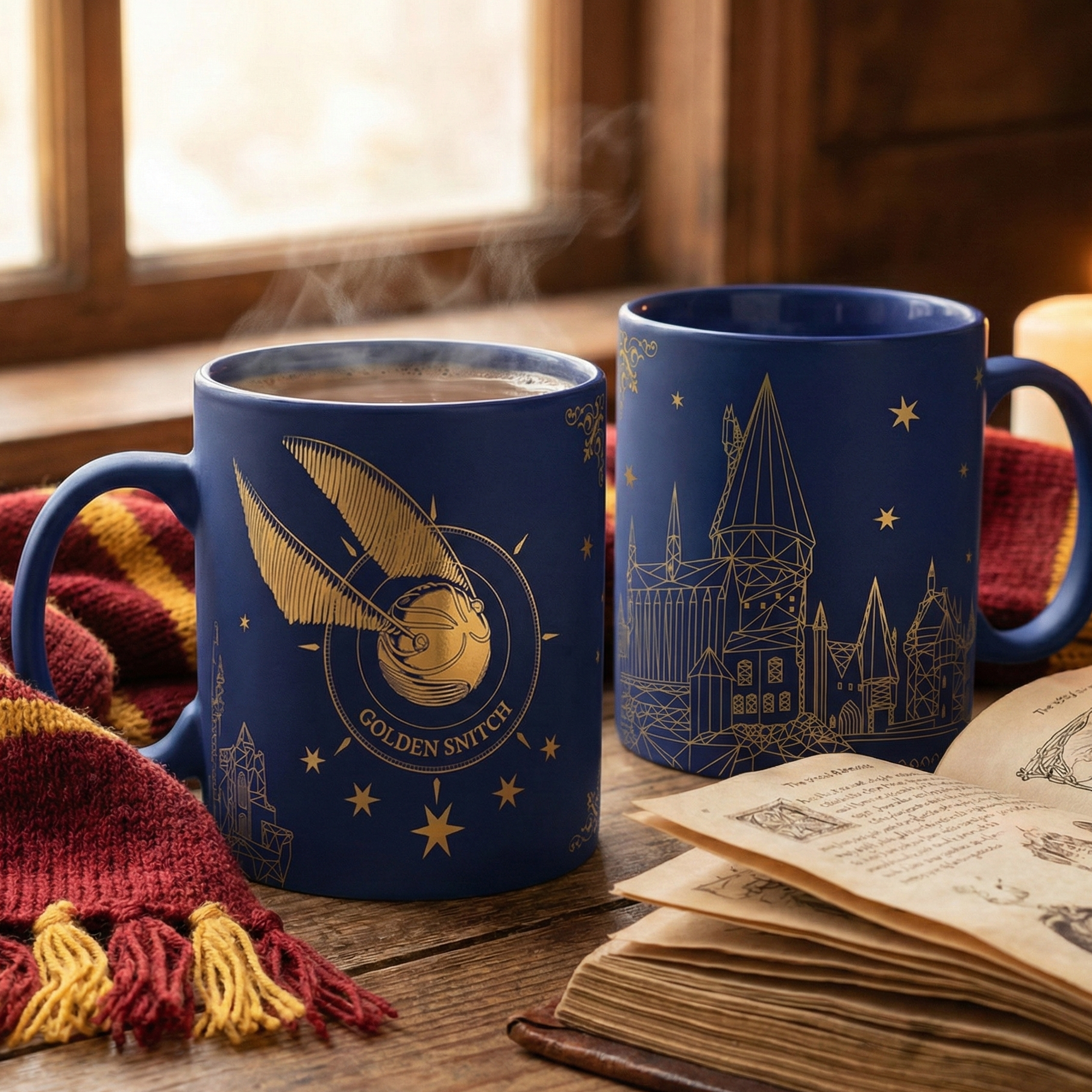 Mug Vif d'Or & Poudlard - Harry Potter - Tasse Bleue Nuit & Dorure (460ml) - Céramique