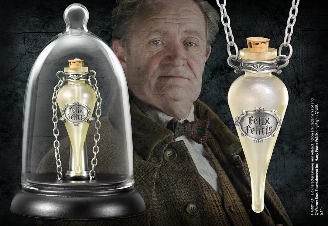 Pendentif Felix Felicis Harry Potter - Fiole et Présentoir Collector - Vue artistique et détaillée