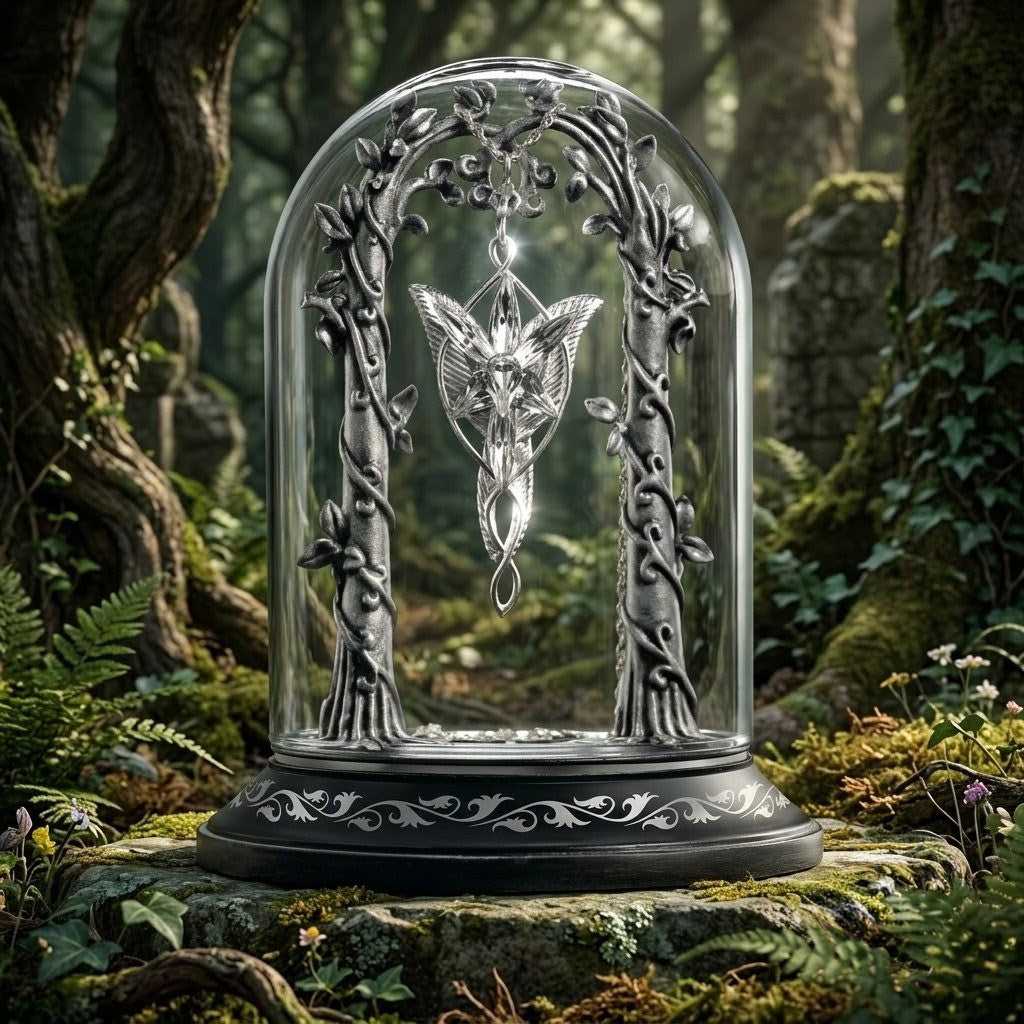 Présentoir Pendentif Arwen Étoile du Soir - Le Seigneur des Anneaux - Socle & Cloche