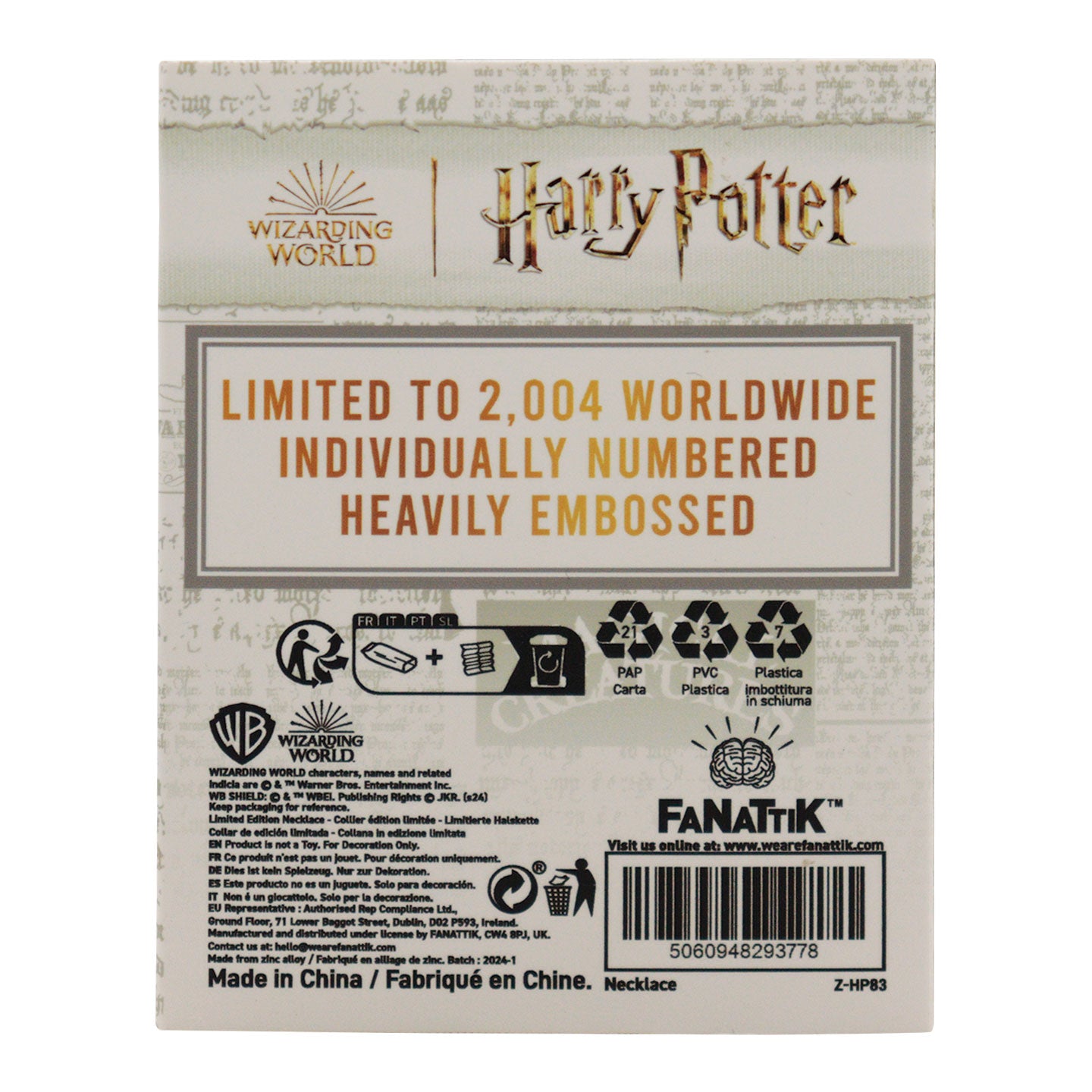 Collier Plaque d'Azkaban - Boite