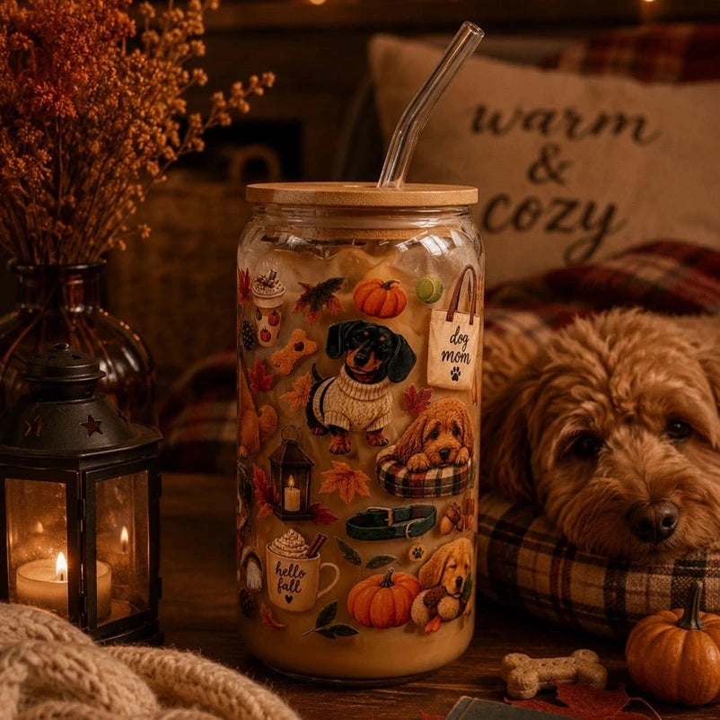 Bouteille avec paille - Chiens d'automne - La Muchette
