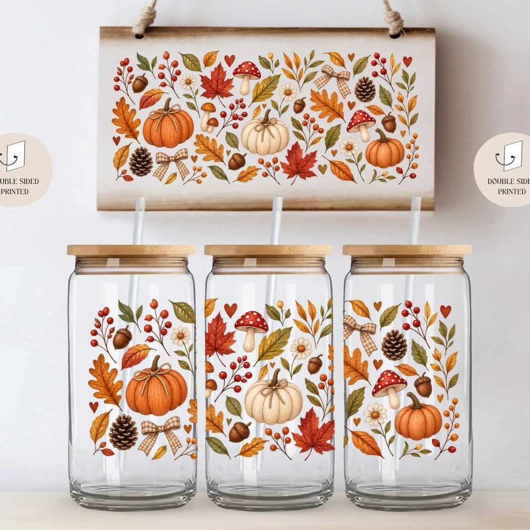 Bouteille avec paille - Jardin d'automne - La Muchette