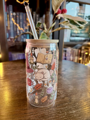 Bouteille avec paille - Sorcière cosy