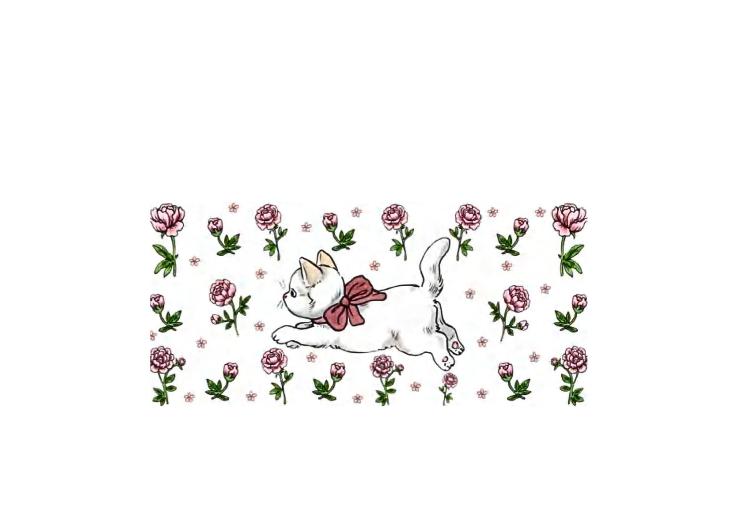Bouteille avec paille - Chats et Fleurs