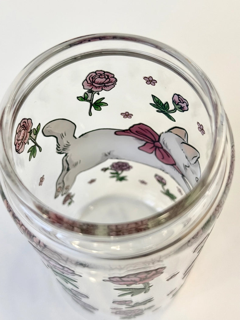Bouteille avec paille - Chats et Fleurs