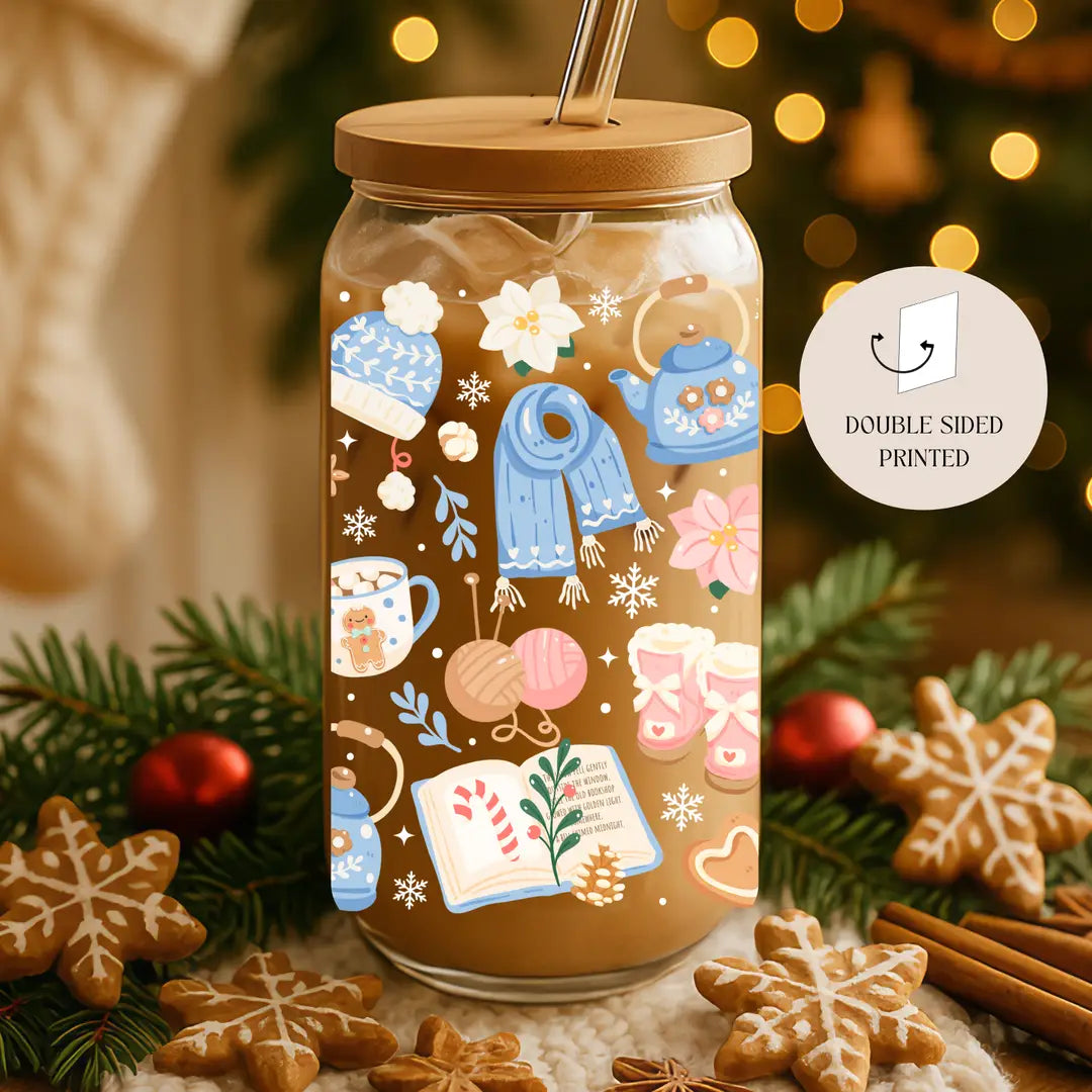 Bouteille avec paille - Hiver Cosy