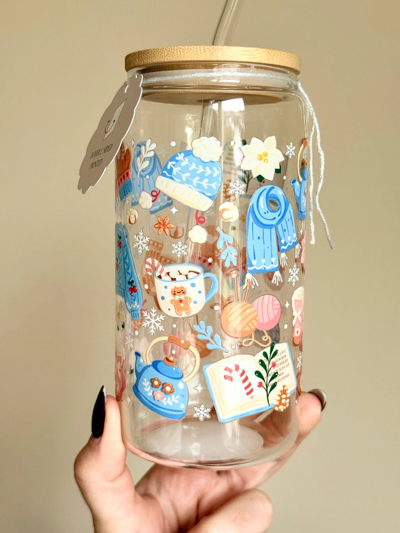 Bouteille avec paille - Hiver Cosy