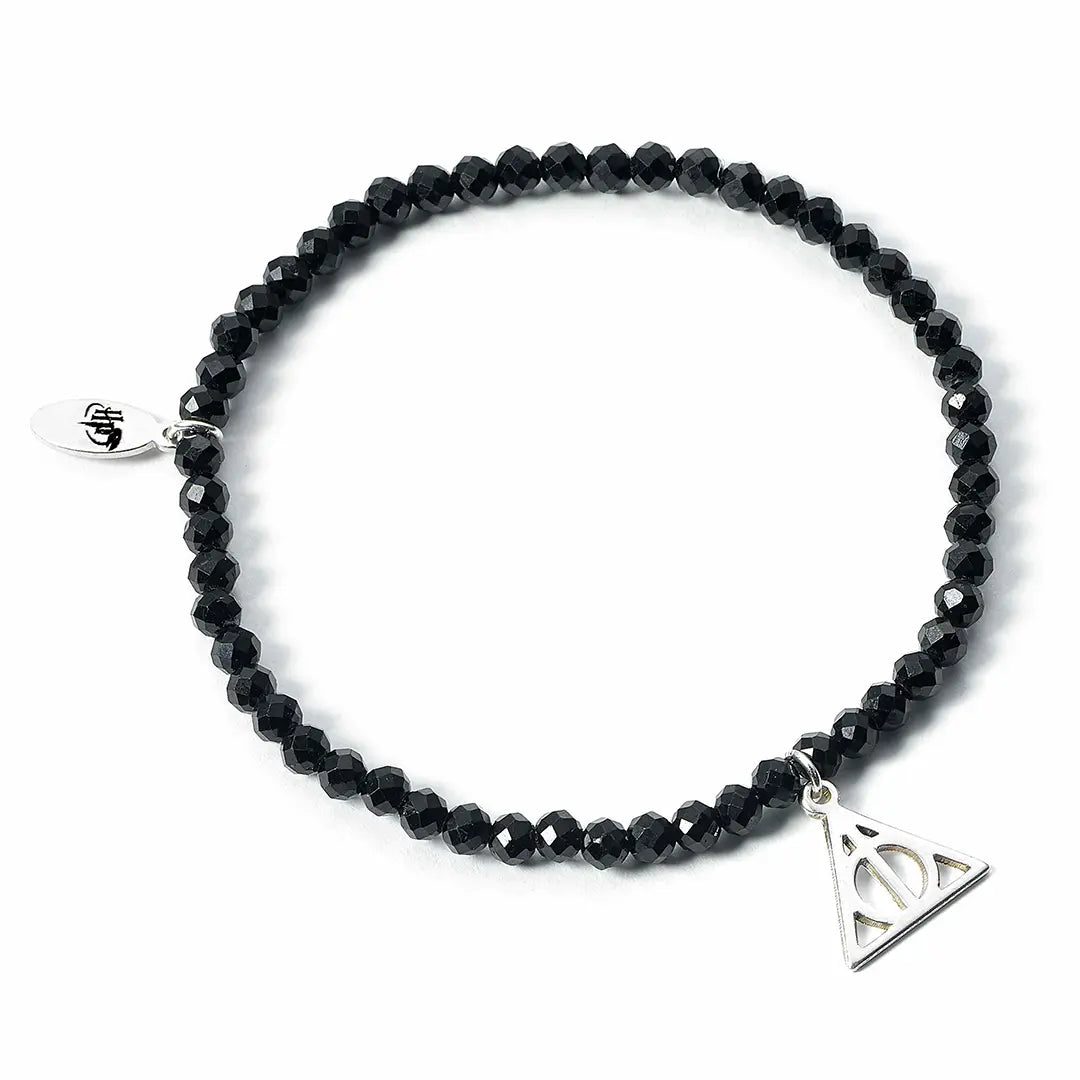 Bracelet Charm à perles noires Les Reliques de la Mort - Argent 925