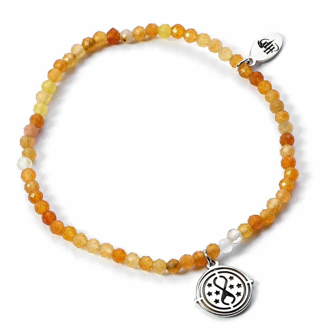 Bracelet Charm à perles oranges Retourneur de Temps - Argent 925