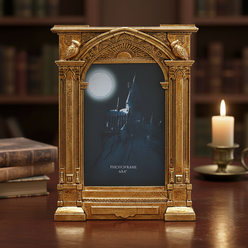 Cadre Photo Poudlard Entrée du Château - Harry Potter - Doré Vintage - Vue artistique et détaillée
