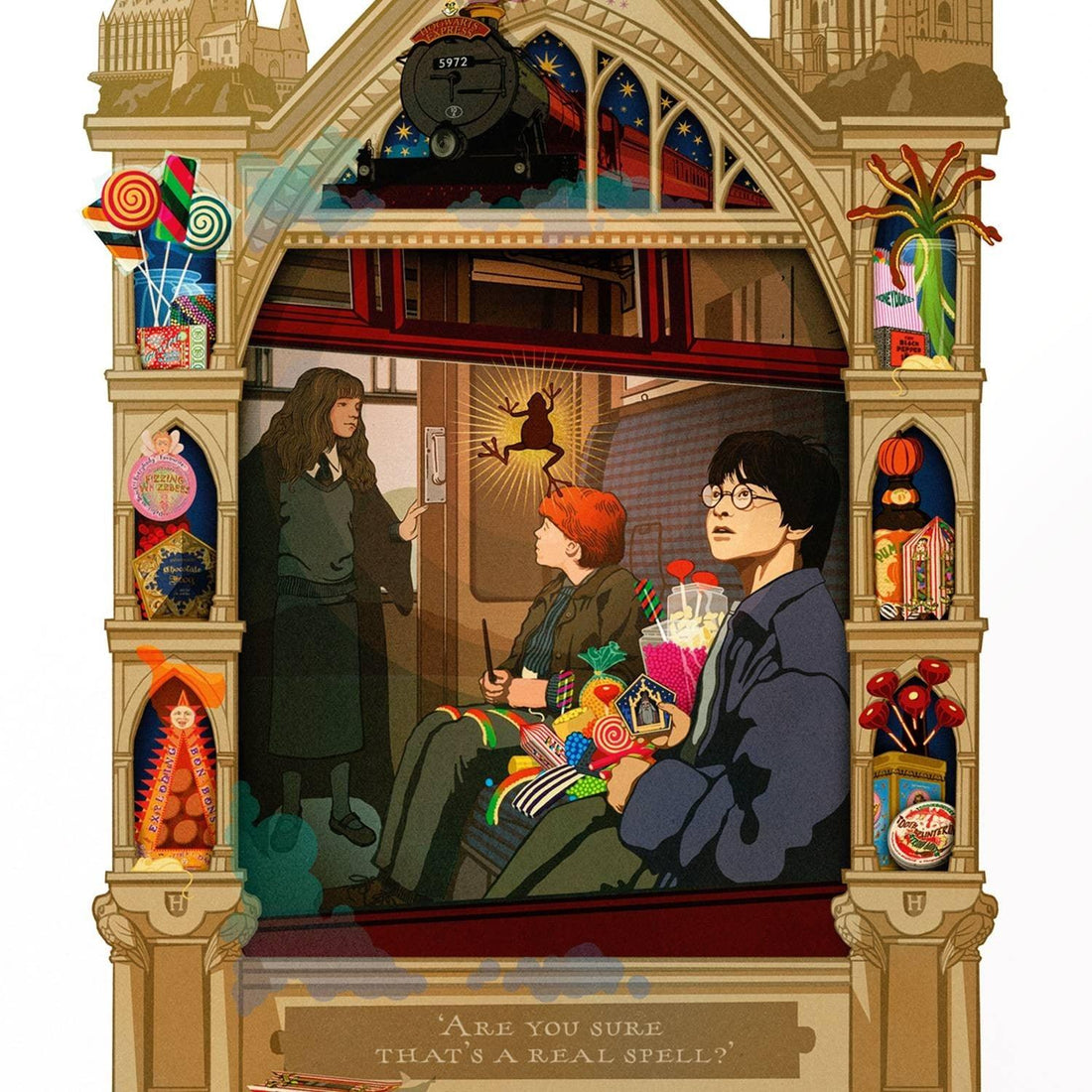 Carte postale Harry Potter illustrée par MinaLima - "Are you sure that's a real spell?" - La Muchette