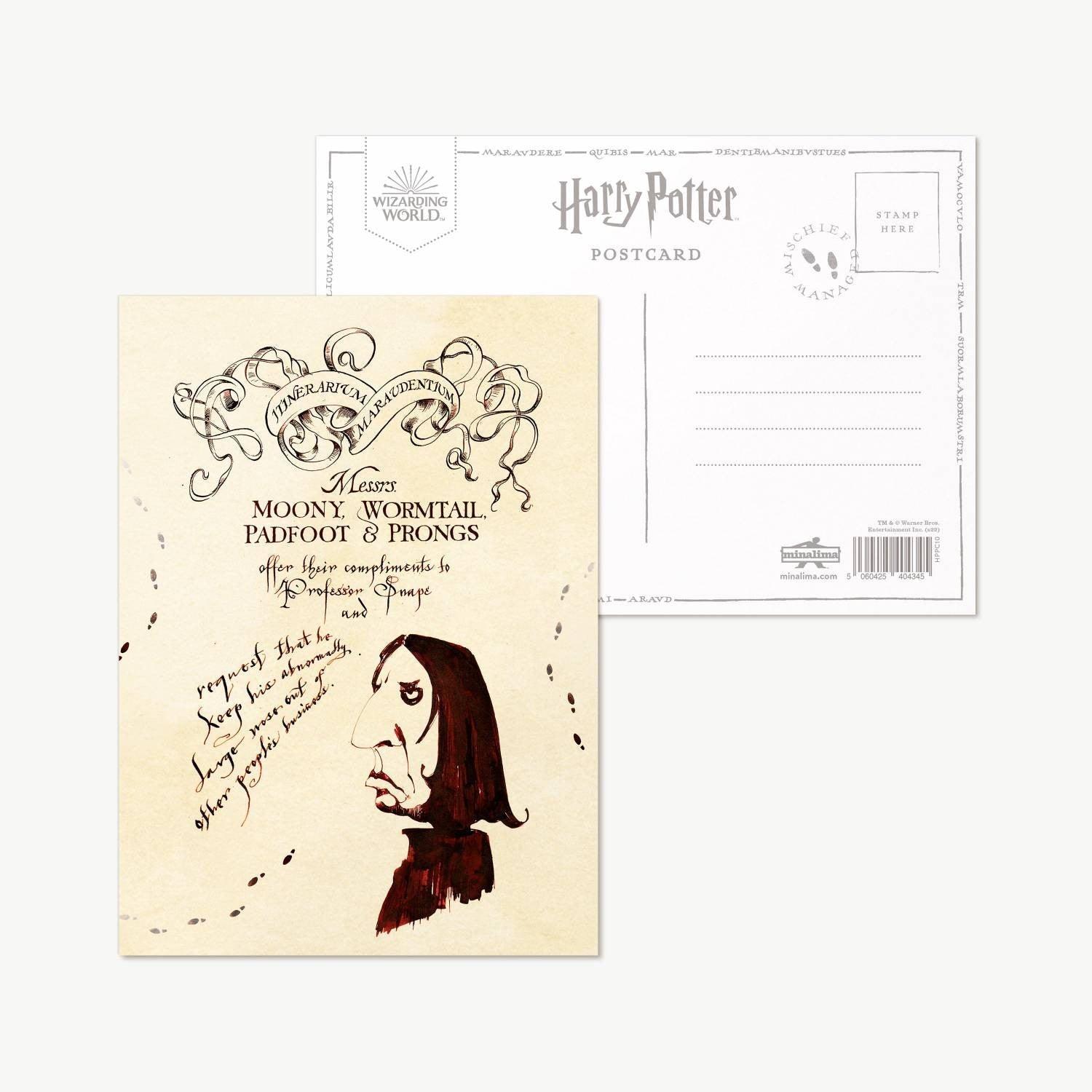 Carte postale Harry Potter illustrée par MinaLima - Message au Professeur Rogue - La Muchette