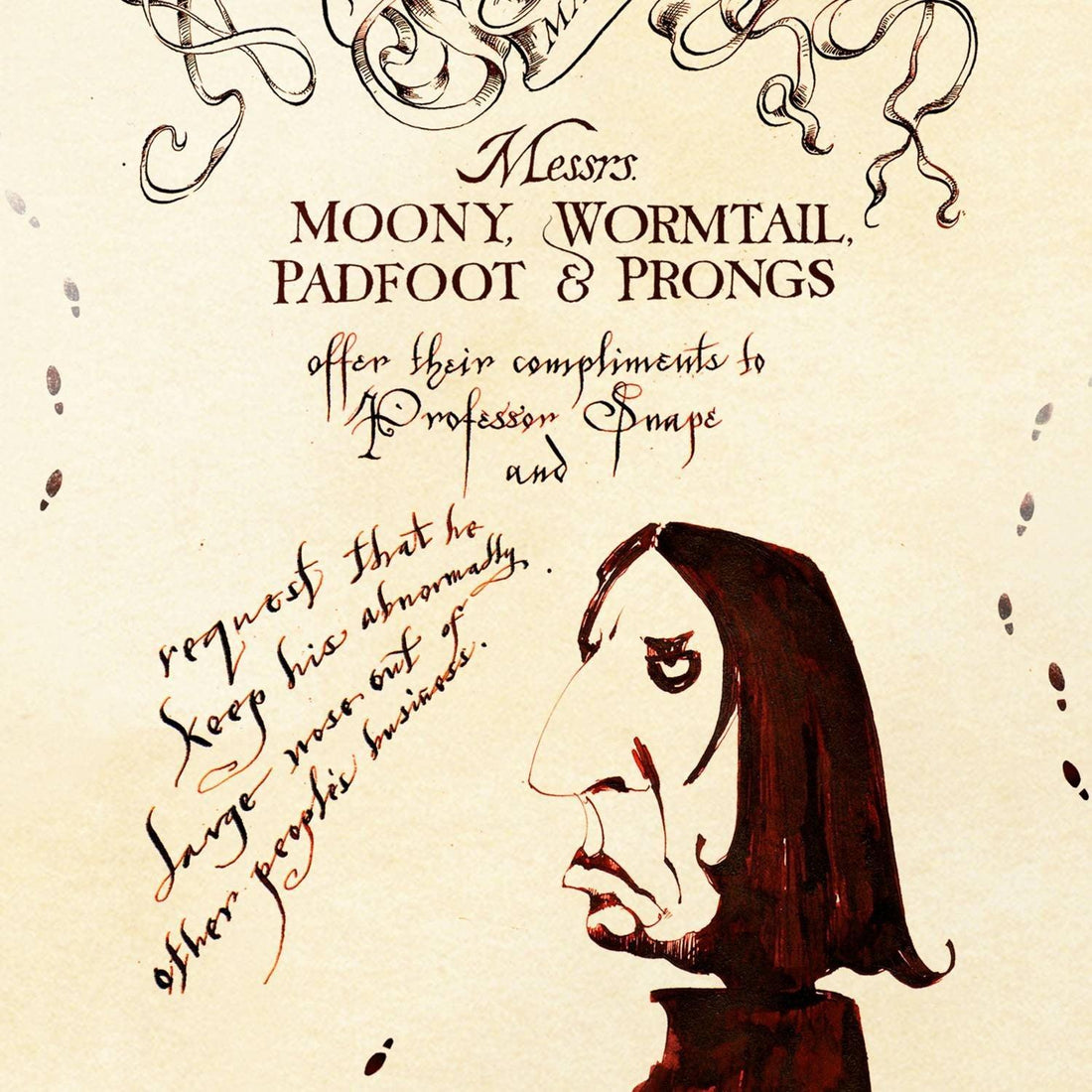 Carte postale Harry Potter illustrée par MinaLima - Message au Professeur Rogue - La Muchette