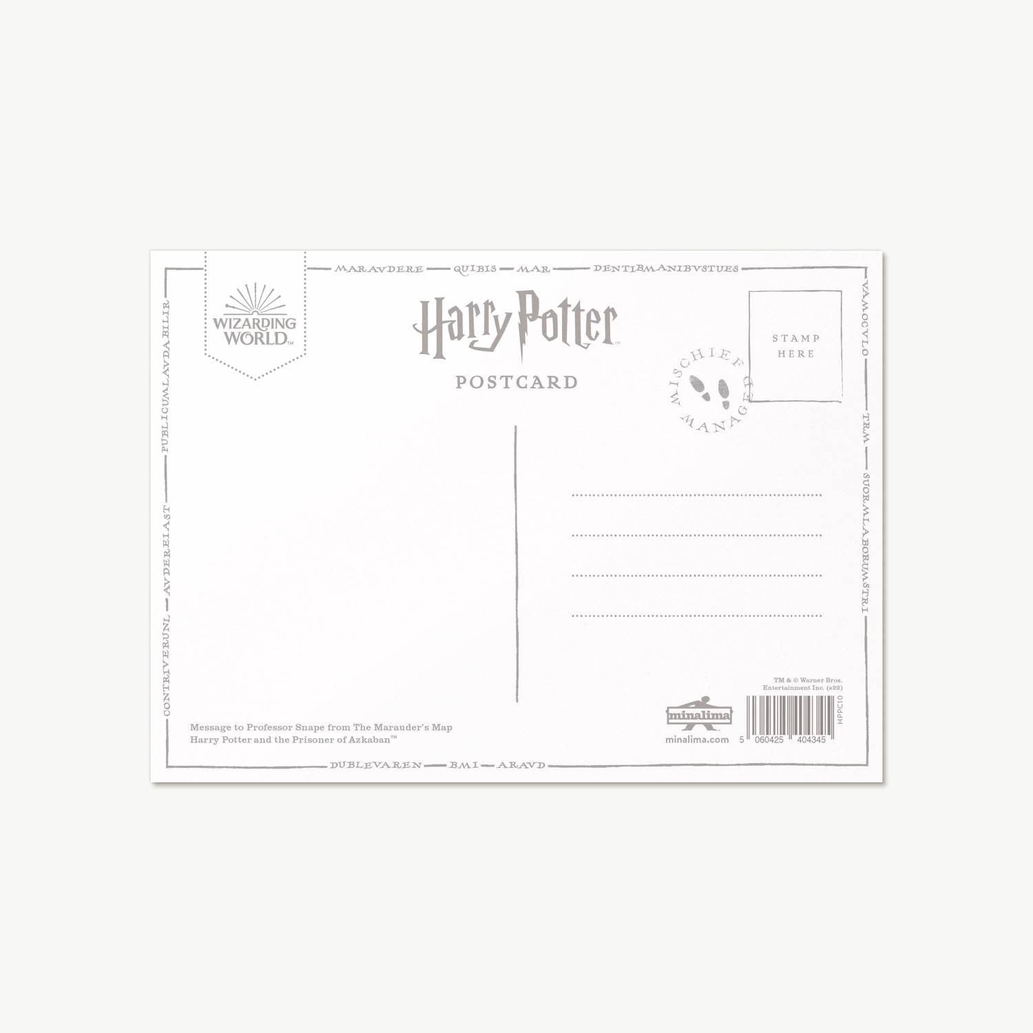 Carte postale Harry Potter illustrée par MinaLima - Message au Professeur Rogue - La Muchette