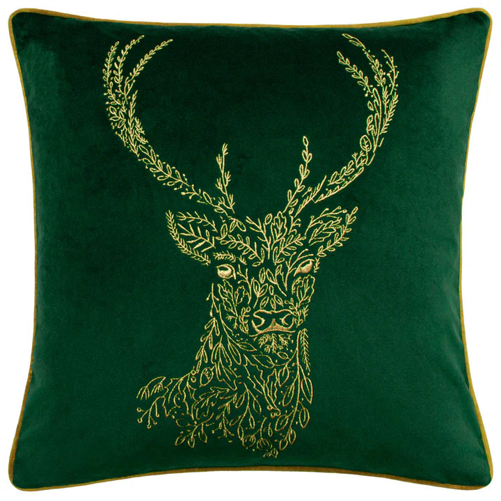 Housse de coussin en velours - Cerf doré