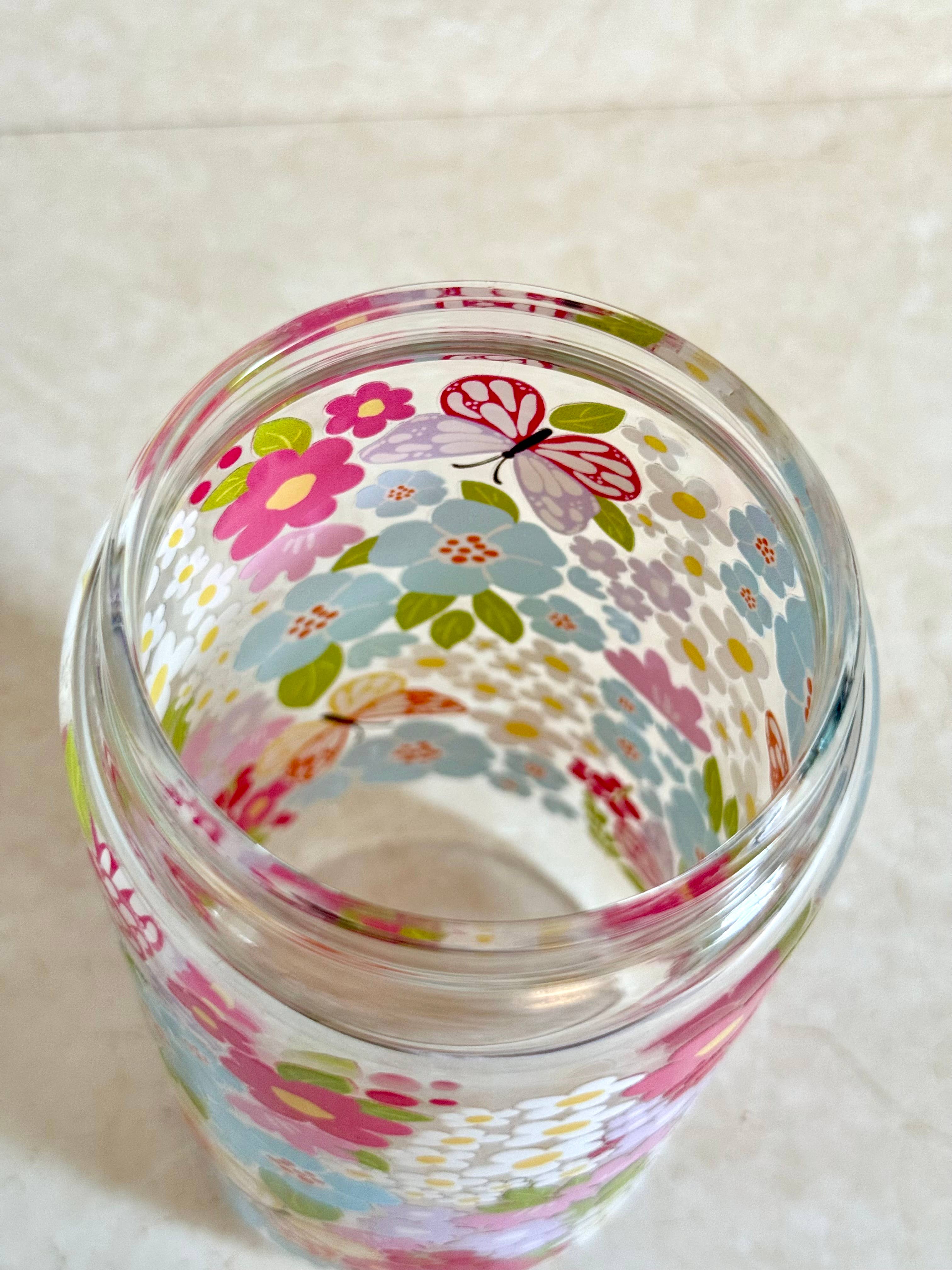 Bouteille avec paille - Fleurs des champs