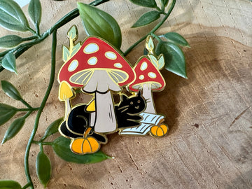 Pin's - Chat Noir et Champignons