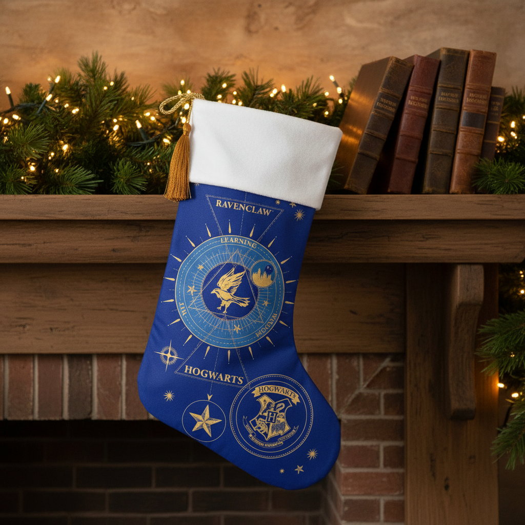 Chaussette de Noël Serdaigle Harry Potter - Collection Bal de Noël - Vue artistique et détaillée