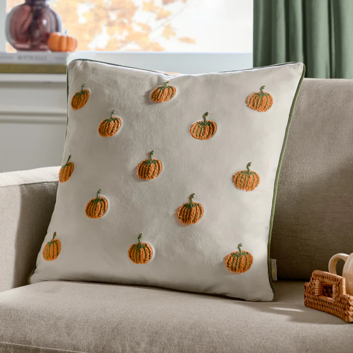 Housse de coussin en velours - Citrouilles
