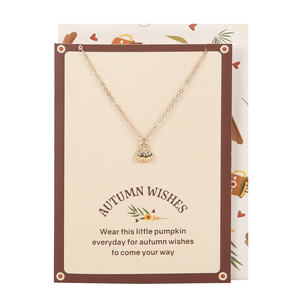 Collier citrouille et carte de voeux