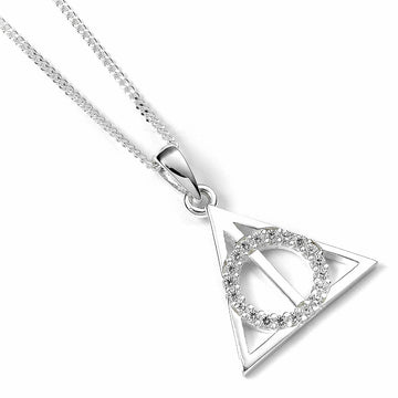 Collier Reliques de la mort en argent sterling avec des cristaux