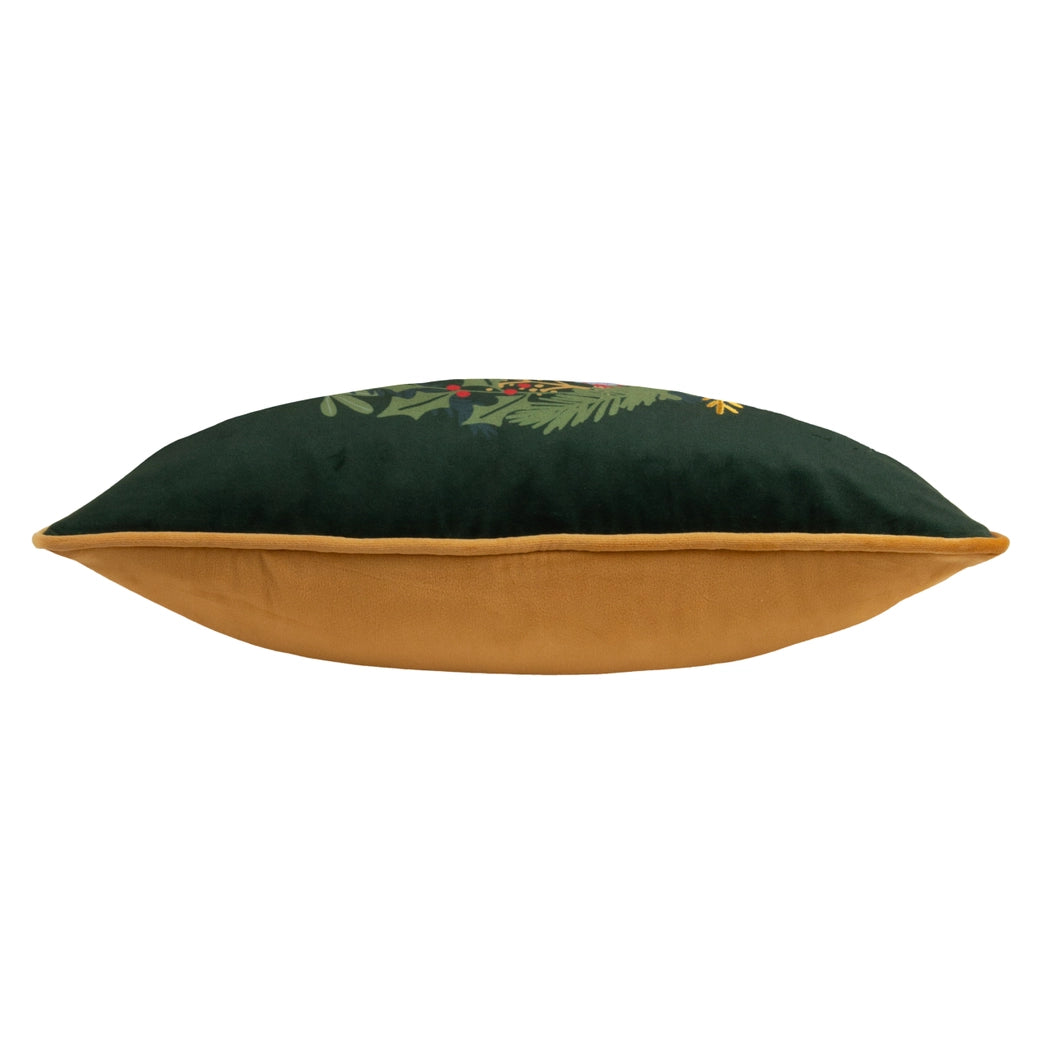 Coussin Joyeux Noël en velours vert