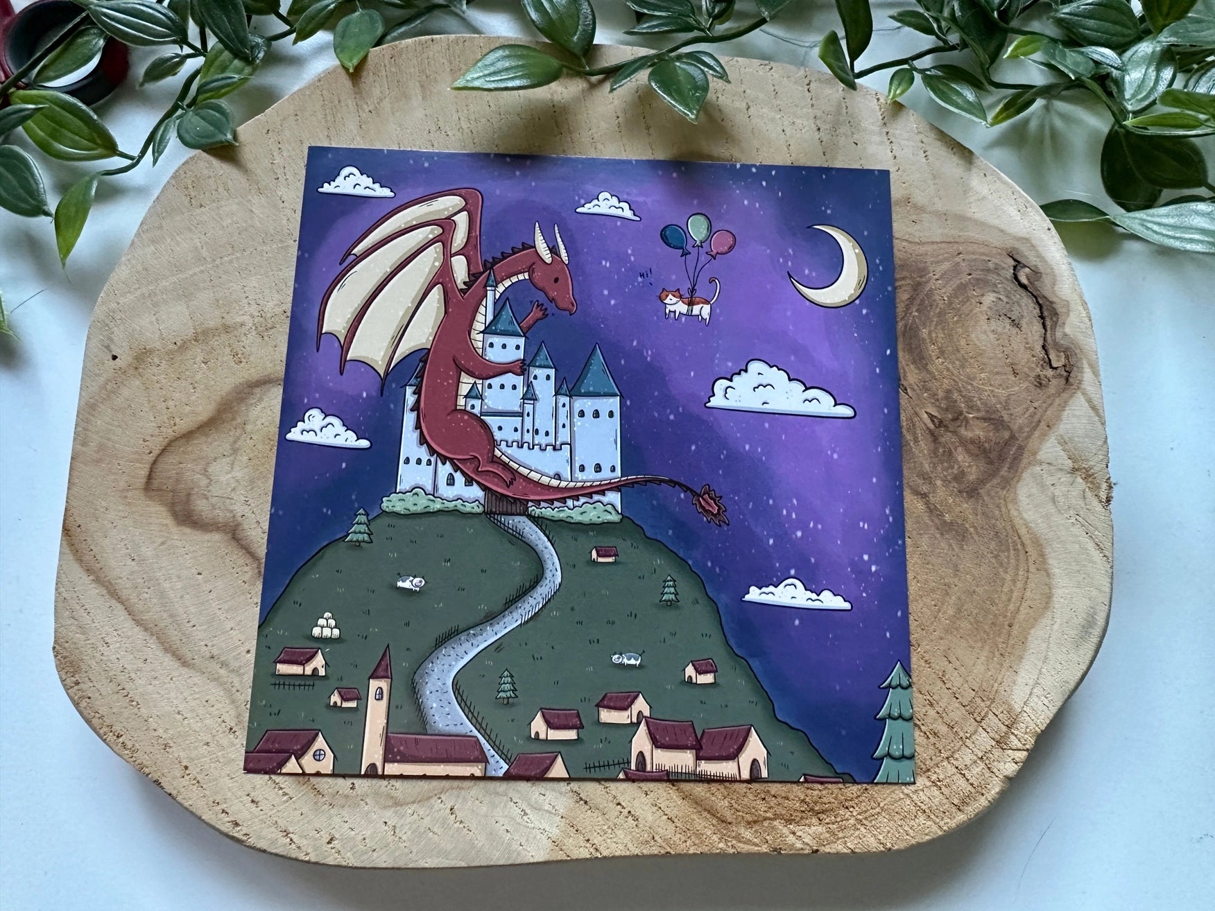 Carte postale - Château et Dragon