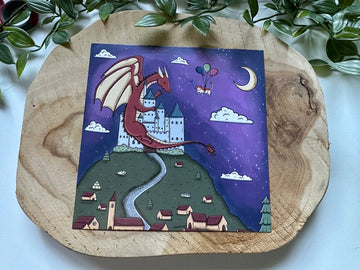 Carte postale - Château et Dragon
