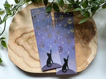 Marque-page avec dorures - Etoiles et Chat