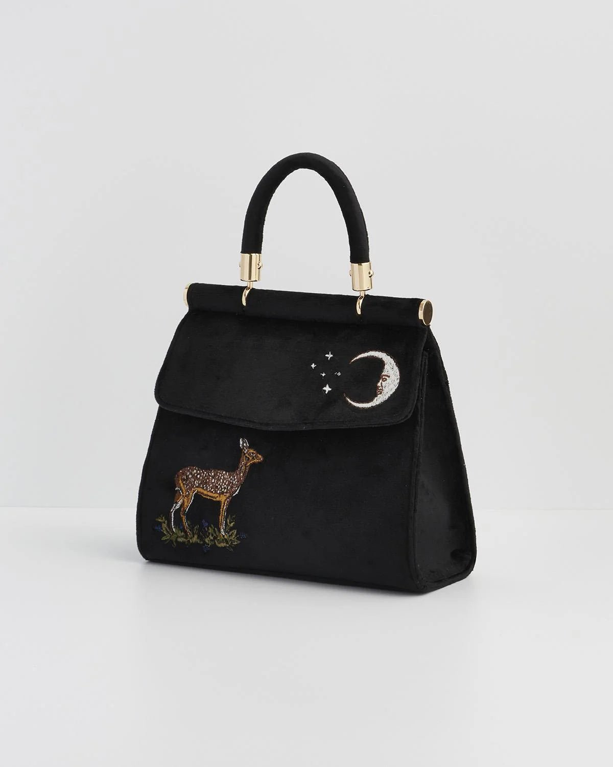 Sac en velours brodé Faon & Lune - La Muchette