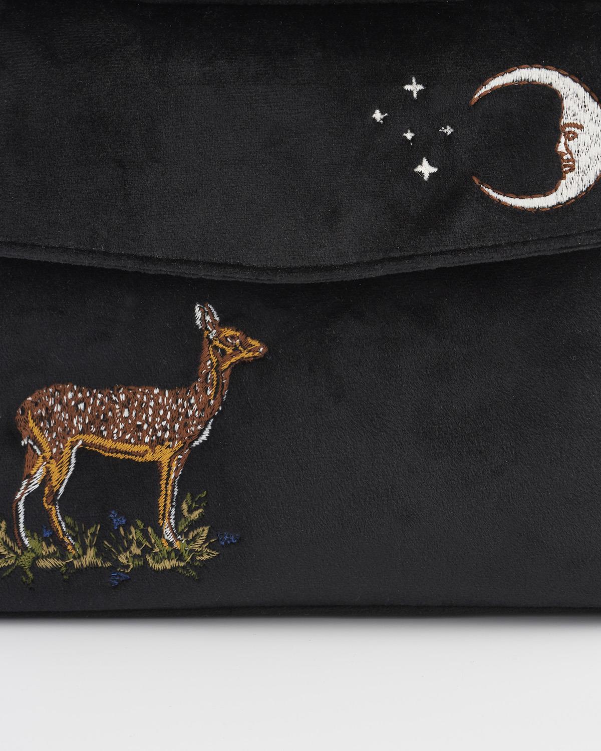 Sac en velours brodé Faon & Lune - La Muchette