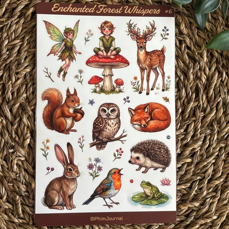 Feuille d'autocollants Murmures de la forêt enchantée - La Muchette