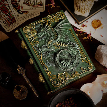 Grimoire 3D Dragon Vert Légendes Mystiques