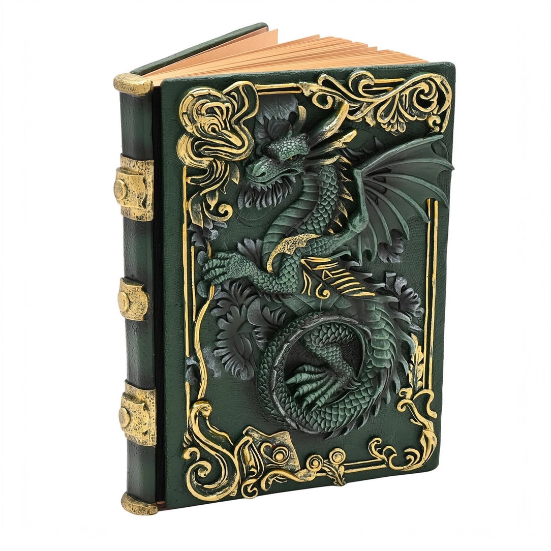 Grimoire 3D Dragon Vert Légendes Mystiques