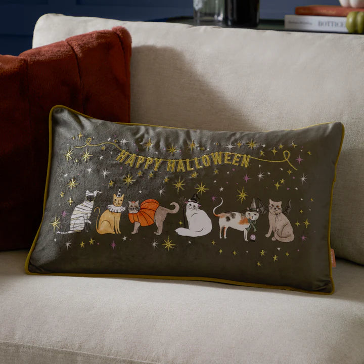 Housse de coussin en velours - Happy Halloween