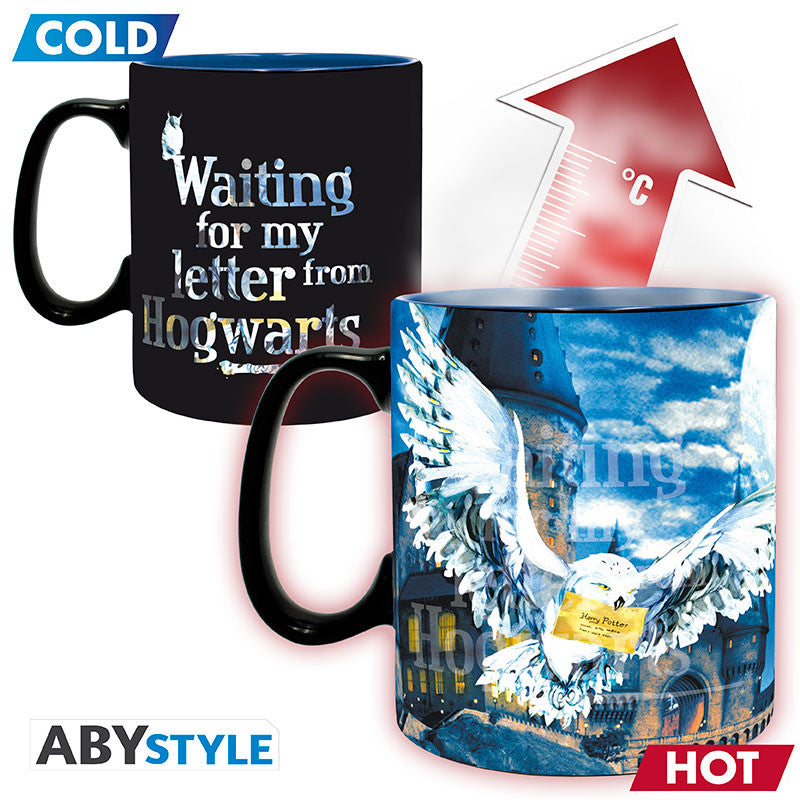 Mug Magique Lettre de Poudlard - Harry Potter - Tasse Thermo-réactive (460ml) - Hedwige & Château