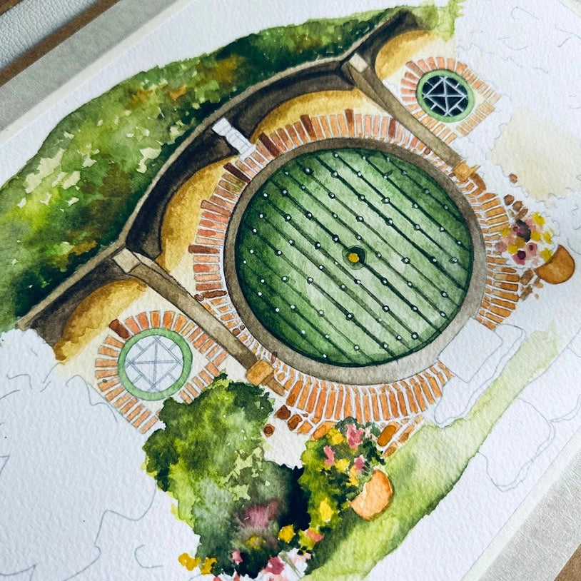 Impression A5 - Trou de hobbit aquarelle