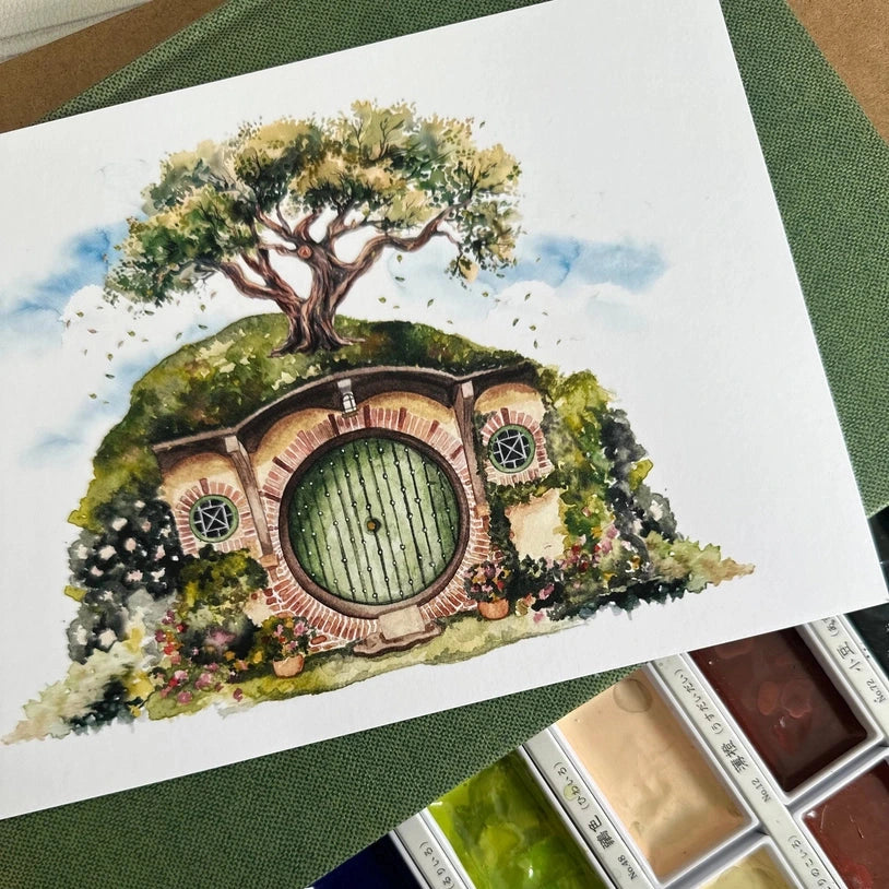 Impression A5 - Trou de hobbit aquarelle
