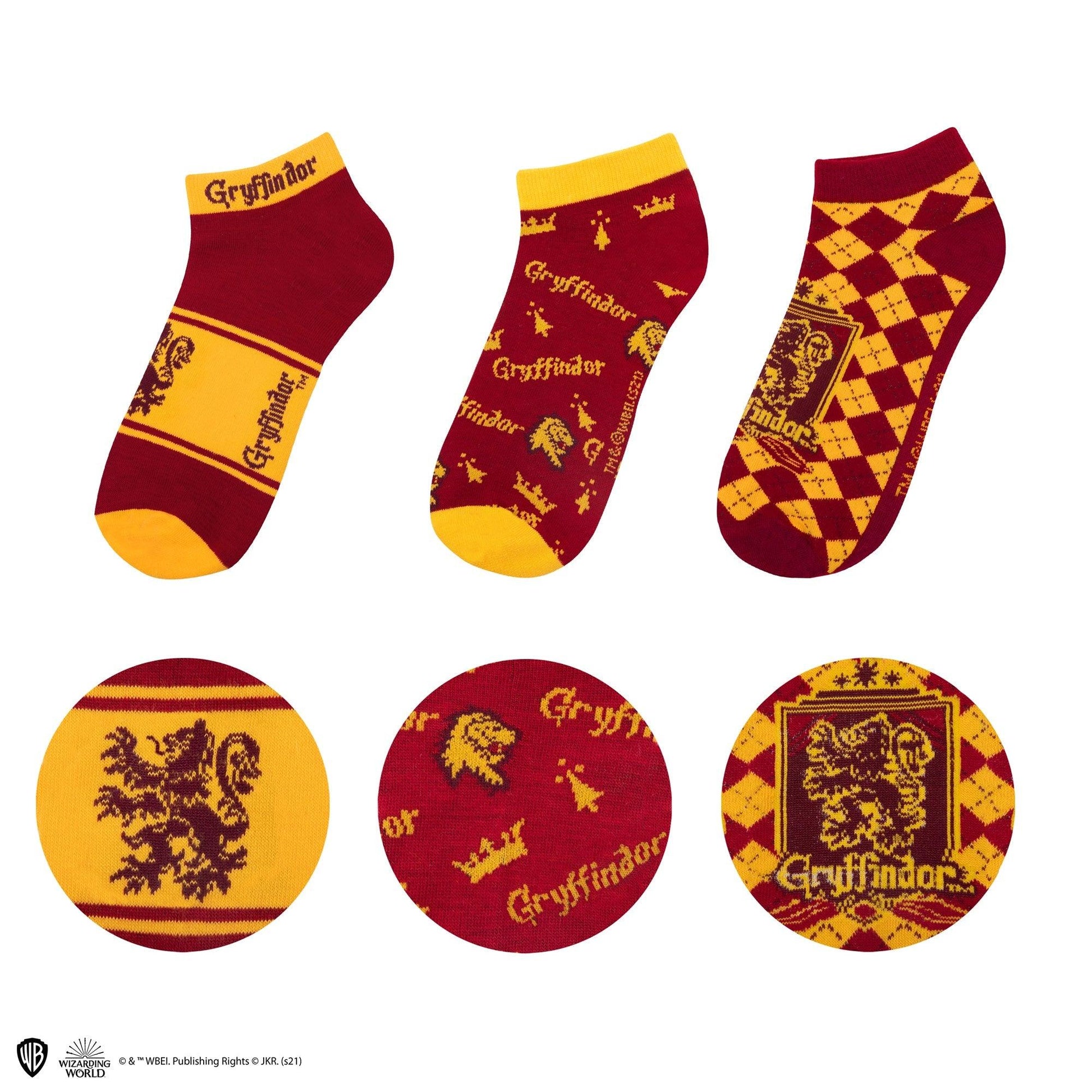 Lot de 3 paires de chaussettes courtes Gryffondor - La Muchette