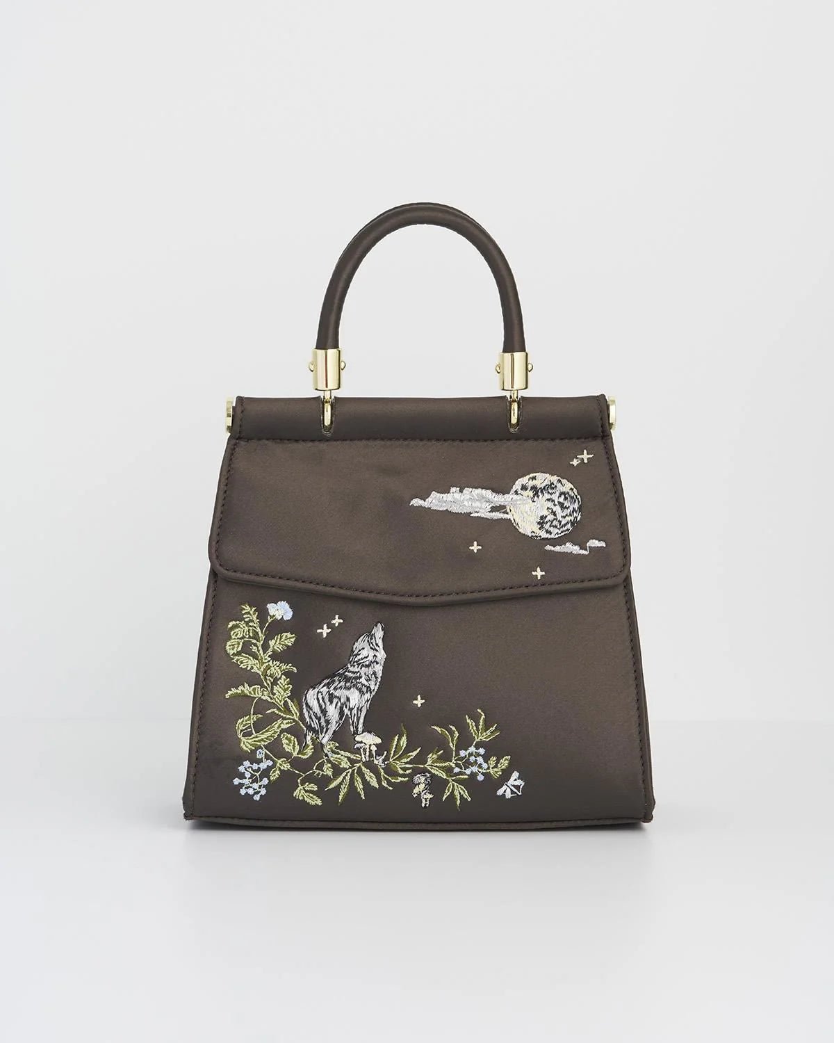 Sac en satin brodé Loup & Lune - La Muchette