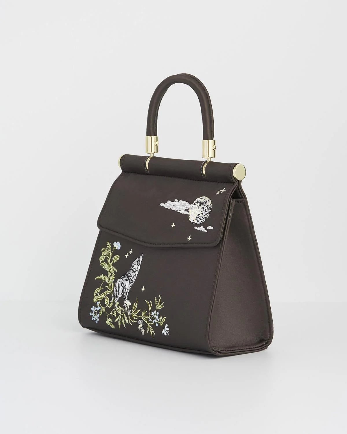 Sac en satin brodé Loup & Lune - La Muchette