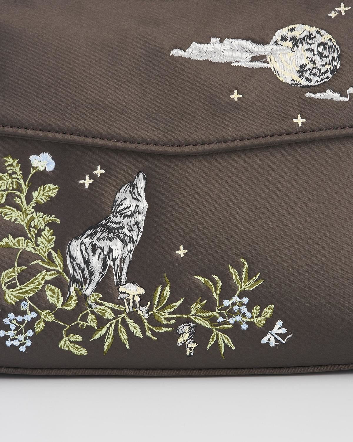 Sac en satin brodé Loup & Lune - La Muchette